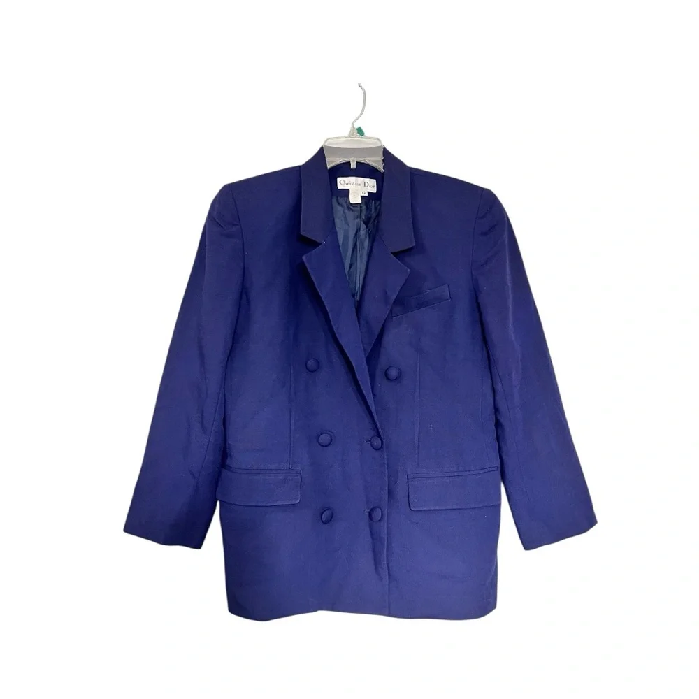 VINTAGE Dior Blue Double-Breasted Blazer sz 12